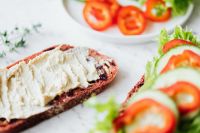 Kaboompics - Hummus Toast and Lettuce Sandwich with Vegetable Plate