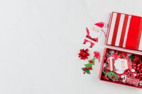 Kaboompics - Open Christmas Gift Box with Santa Decorations and Copy Space