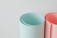 Kaboompics - Mint and Blush Pink Paper Rolls with a Color Palette