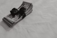 Kaboompics - Black Ribbon Cash Gift Background