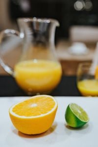 Kaboompics - Morning work with a freshly squeezed citrus juice