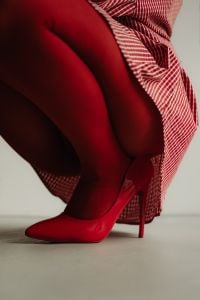 Kaboompics - Red Tights and Polka Dot High Heels