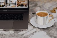 Kaboompics - Coffee in a cup on a marble desk