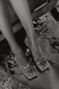 Kaboompics - Black and White Close-Up of Woman's Legs in Strappy Heeled Sandals
