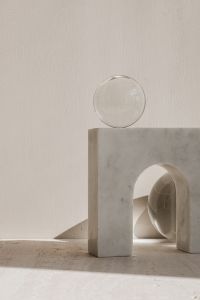 Kaboompics - Glass Sphere on Marble Arch With Copy Space