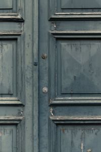 Kaboompics - Old Blue Grey Double Door with Peeling Paint and Locks, Italy