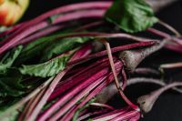Kaboompics - Dark Green Beet Greens with Magenta Veins, Organic Vegetable Texture for Food Editorials