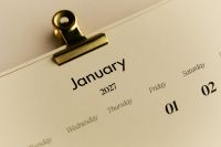 Kaboompics - January 2027 Calendar Close Up With Gold Binder Clip