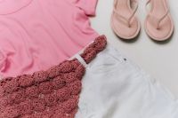 Kaboompics - Pink T-Shirt, White Shorts and Pink Sandals Flat Lay