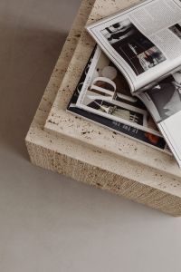 Kaboompics - Open Magazines on a Travertine Coffee Table