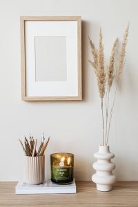 Kaboompics - Minimal Blank Wooden Frame with Neutral Wall Copy Space for Poster Design