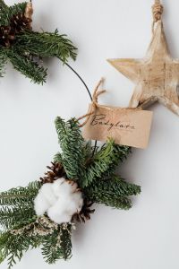 Kaboompics - Christmas Wreath Detail with Wooden Star and Pine Branches