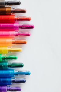 Kaboompics - Colorful Crayon Tips in a Vertical Row, Bright Art Supply Detail for Classroom Content
