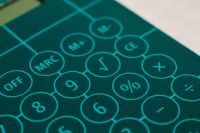 Kaboompics - Macro Teal Calculator Buttons and Number Keys for Mathematics Learning and Education Design