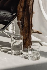 Kaboompics - Sculptural Wood Trunk and Glassware in Modern Home Styling