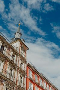 Kaboompics - Plaza Mayor Corner Tower Against a Cloudy Madrid Sky