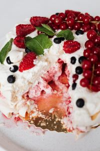 Kaboompics - Extreme Close-Up of Pavlova Filling and Crumbled Meringue with Berries