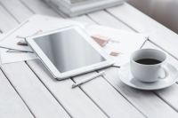 Kaboompics - Coffee on table with a tablet