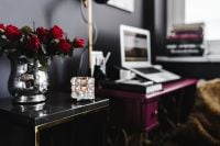 Kaboompics - Red Rose Bouquet and Crystal Decor on a Home Office Side Table