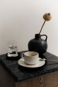 Minimal Coffee Still Life and Home Brewing: Chemex, Roasted Beans and Glass Cups