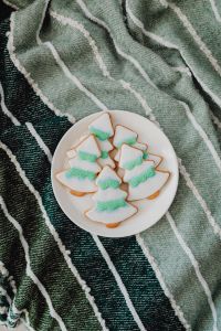 Kaboompics - Christmas Tree Cookies on Textured Green Blanket