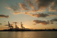 Kaboompics - Malaga Harbor Cranes at Sunset