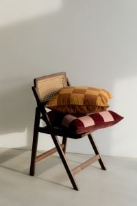 Kaboompics - Wooden Chair With Gingham Cushions