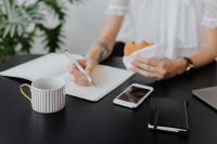 Kaboompics - Workday Notes Beside Sandwich, Coffee and Smartphone