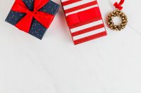 Kaboompics - Festive Red and Navy Gift Arrangement with Copy Space