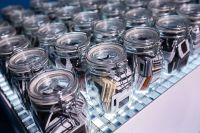 Kaboompics - Collection of glass jars with miscellaneous items