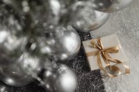 Kaboompics - Close-Up Silver Balloons and Wrapped Christmas Gift