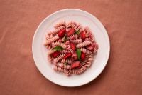 Kaboompics - Summer Strawberry Fusilli With Fresh Mint and Berry Garnish