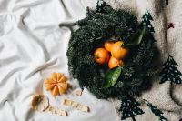 Kaboompics - Still life of mandarin oranges with leaves