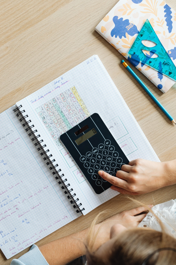 Geometry Homework with Calculator, Graph Notebook and School Supplies ...