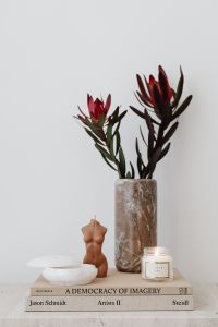 Kaboompics - Red Dried Flower Arrangement in Textured Vase