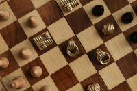 Kaboompics - Chessboard With Gold Metal Chess Pieces