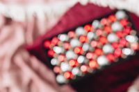 Kaboompics - Close-Up Christmas Baubles in Burgundy, Red and Silver Tones