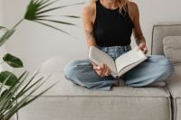Kaboompics - Wide Home Reading Lifestyle with a Woman and Open Book