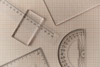 Kaboompics - School Geometry Supplies on Squared Notebook Paper