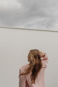 Kaboompics - Back View of Woman in a Pale Pink Blazer