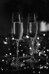 Kaboompics - Black And White Champagne Glasses With 2024 Numbers