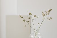 Kaboompics - Glass Vase with Dried Grass Stems and Neutral Art Background