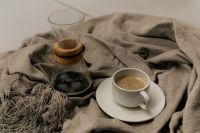 Kaboompics - Coffee Cup and Chemex on Gray Throw Blanket