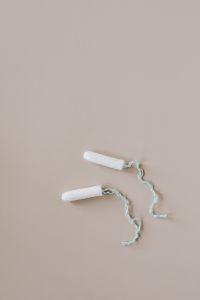Kaboompics - Two White Tampons Placed Low in Frame for Period Care Copy Space