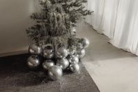 Kaboompics - Silver Christmas Tree and White Curtains in a Minimal Room