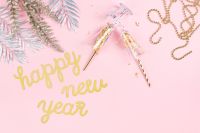 Kaboompics - Aesthetic Pink Happy New Year Flat Lay with Copy Space