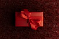Kaboompics - Red Gift Box with Oversized Ribbed Bow