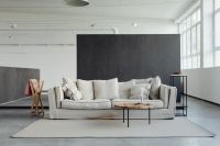 Kaboompics - Japandi Living Room with Linen Sofa and Wooden Coffee Table