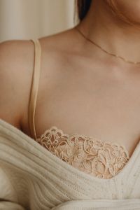 Kaboompics - Champagne Satin Bra with Lace Detail