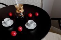 Kaboompics - Breakfast served with coffee and plums
